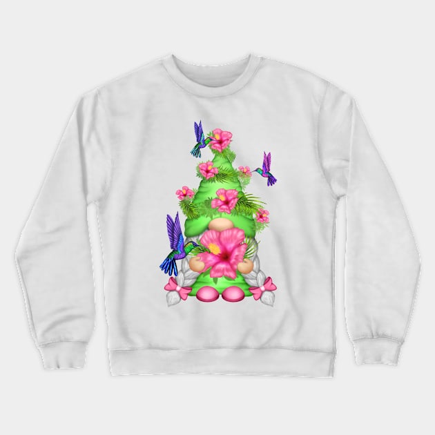 Hummingbird and Gnome Lady Crewneck Sweatshirt by Imp's Dog House